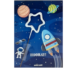 Brīnumsvecīte ar kartiņu "Space hooray!" (11x8 cm)