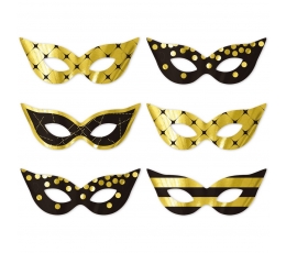 Domino maskas "Zelta karnevāls" (6 gab.)