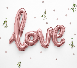 Folija balons - uzraksts "love", rozā - zelta (73 x 59 cm) 1 Folija balons - uzraksts "love", rozā - zelta (73 x 59 cm) 1