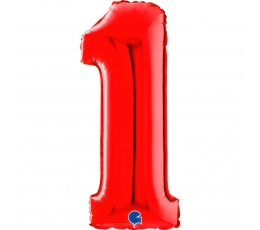 Folijas balons - cipars "1", sarkans (66 cm)