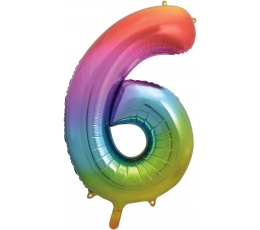 Folijas balons cipars "6", daudzkrāsains pasteļtoņos (86 cm)