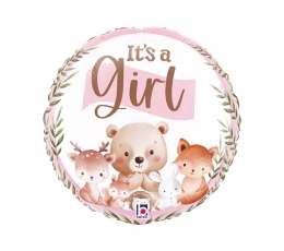 Folijas balons "It's a girl - Meža dzīvnieki" (46 cm)