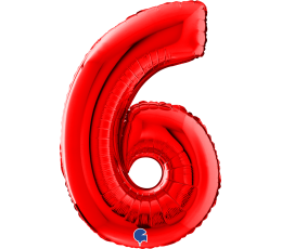 Folijas balons-skaitlis "6", sarkans (66 cm)