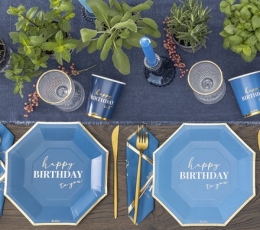 Šķīvīši "Happy Birthday", zilos toņos (8 gab./24 cm) 2 Šķīvīši "Happy Birthday", zilos toņos (8 gab./24 cm) 2