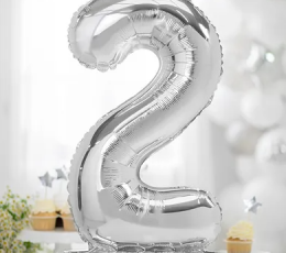 Stāvbalons "2", sudrabs (70 cm) 1 Stāvbalons "2", sudrabs (70 cm) 1