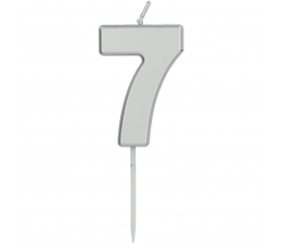 Kūku svece uz kociņa "7", sudraba
