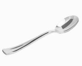 Atkārtoti lietojamas mini karotes, sudraba (50 gab./10 cm)